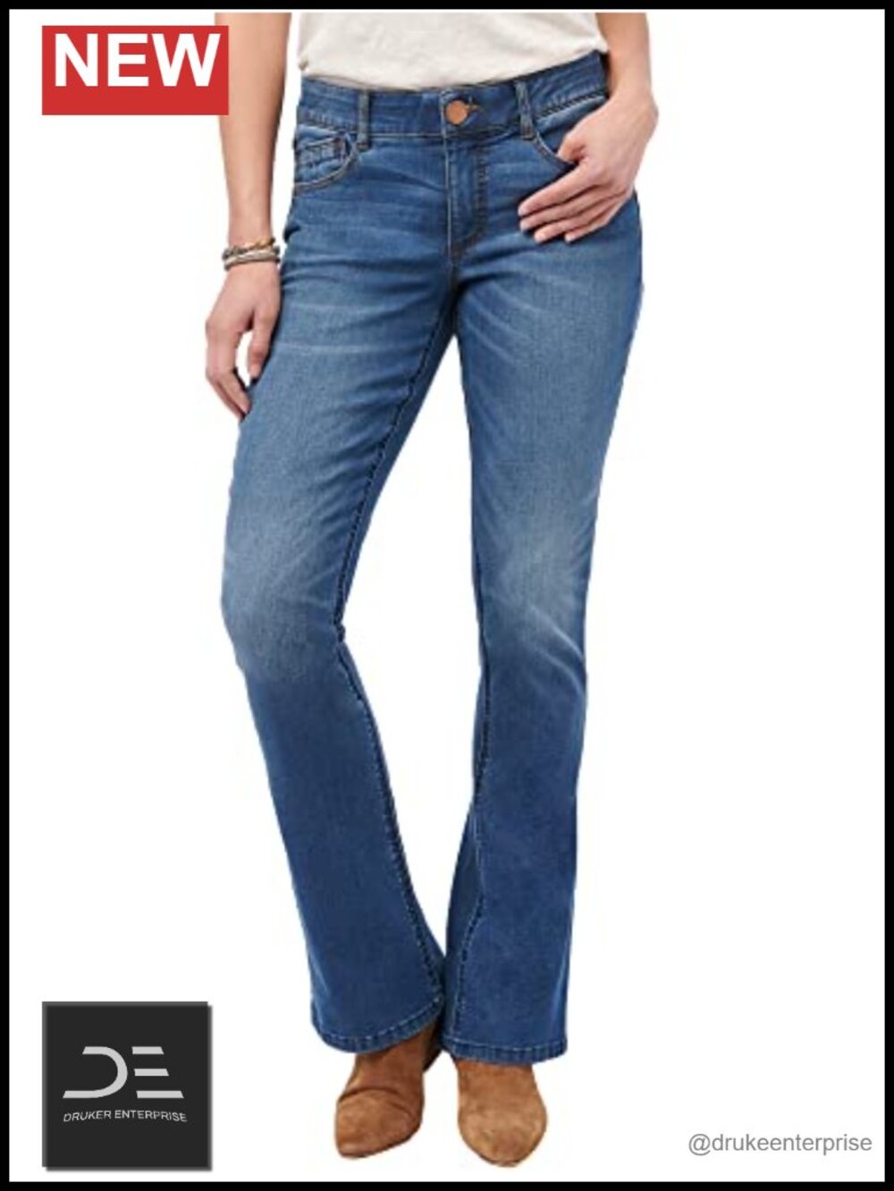 Women's Plus Size Bootcut Jeans with Elastic Waistband Mesh Panels High Stretch